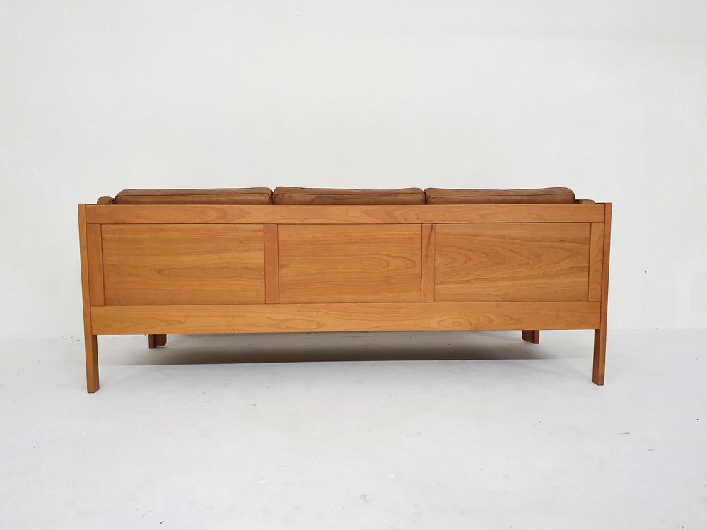 Cognac Leather 2343 Sofa by Børge Mogensen for Fredericia, Denmark, 1960s