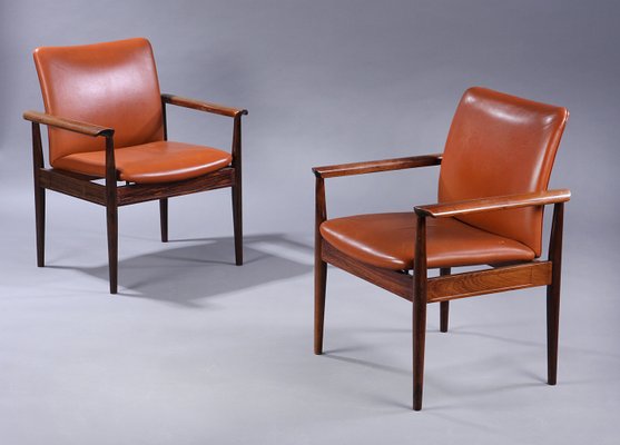 Cognac Leather and Rosewood Diplomat Chair by Finn Juhl for France & Søn / France & Daverkosen, 1960s-JAG-594006