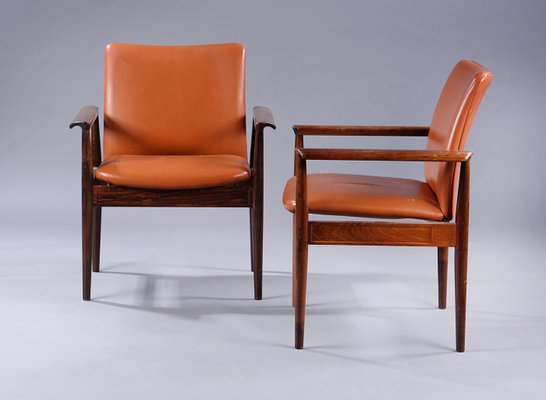 Cognac Leather and Rosewood Diplomat Chair by Finn Juhl for France & Søn / France & Daverkosen, 1960s-JAG-594006