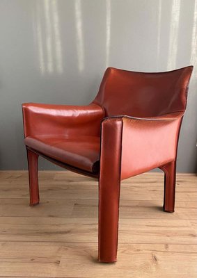 Cognac Leather Cab Lounge Chair by Mario Bellini, 1970s-LL-807323