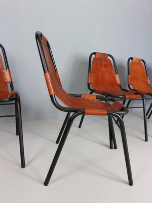 Cognac Leather Dining Chairs by C. Perriand for Les Arcs, 1960s, Set of 6-DT-2026228