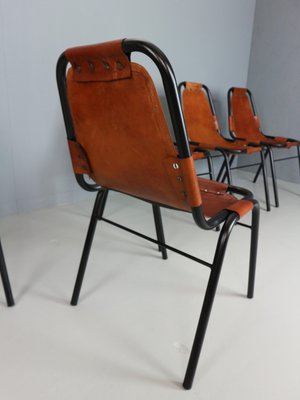 Cognac Leather Dining Chairs by C. Perriand for Les Arcs, 1960s, Set of 6-DT-2026228