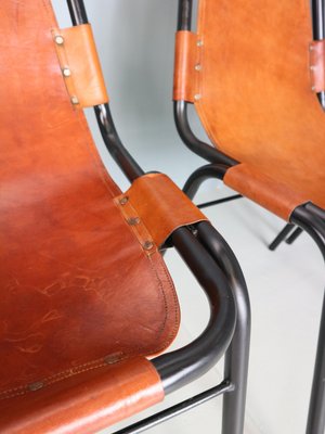 Cognac Leather Dining Chairs by C. Perriand for Les Arcs, 1960s, Set of 6-DT-2026228