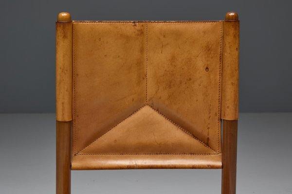 Cognac Leather Dining Chairs, Italy, 1960s-GW-2032159