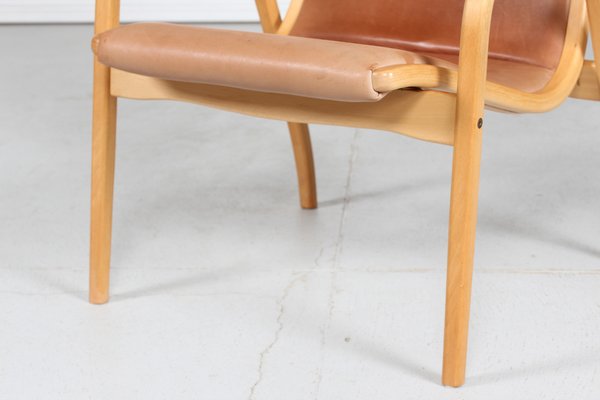 Cognac Leather Lamino Chair by Yngve Ekström for Swedese Möbler, Sweden, 1980s-QQ-1382623