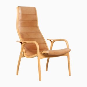 Cognac Leather Lamino Chair by Yngve Ekström for Swedese Möbler, Sweden, 1980s-QQ-1382623