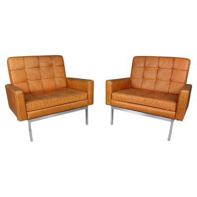 Cognac Leather Lounge Chairs Model 65a by Florence Knoll, 1956, Set of 2-DT-2026206