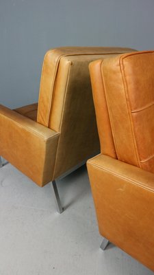 Cognac Leather Lounge Chairs Model 65a by Florence Knoll, 1956, Set of 2-DT-2026206