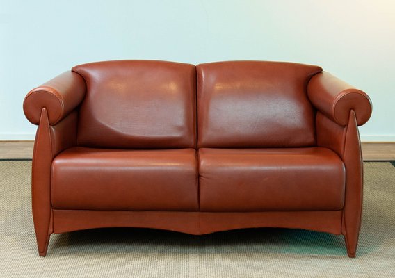 Cognac Leather Modern Two Seater Sofa by Klaus Wettergren, Denmark, 1980s-JE-1331363