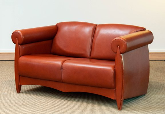 Cognac Leather Modern Two Seater Sofa by Klaus Wettergren, Denmark, 1980s-JE-1331363