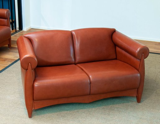 Cognac Leather Modern Two Seater Sofa by Klaus Wettergren, Denmark, 1980s-JE-1331363