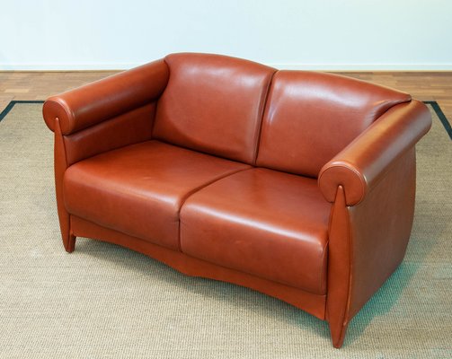 Cognac Leather Modern Two Seater Sofa by Klaus Wettergren, Denmark, 1980s-JE-1331363