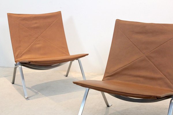 Cognac Leather PK22 Chairs by Poul Kjærholm for E. Kold Christensen, Set of 2-MO-1158525