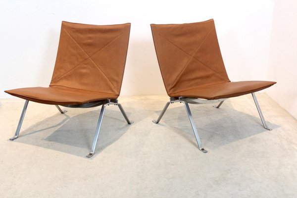 Cognac Leather PK22 Chairs by Poul Kjærholm for E. Kold Christensen, Set of 2-MO-1158525