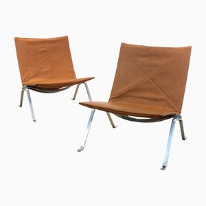 Cognac Leather PK22 Chairs by Poul Kjærholm for E. Kold Christensen, Set of 2-MO-1158525