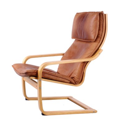 Cognac Leather Points Chair by Noboru Nakamura for Ikea, 1970s