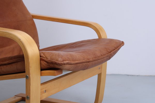 Cognac Leather Points Chair by Noboru Nakamura for Ikea, 1970s