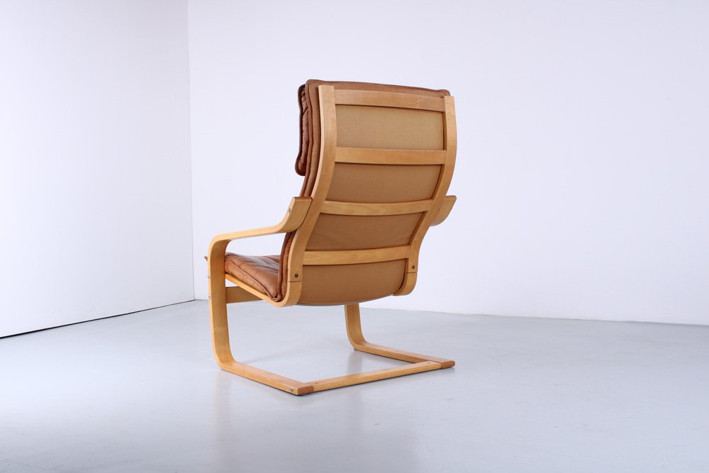 Cognac Leather Points Chair by Noboru Nakamura for Ikea, 1970s