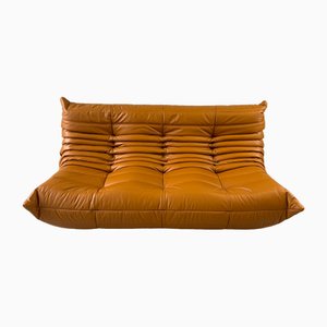 Cognac Light Leather Togo 3-Seater Sofa by Michel Ducaroy for Ligne Roset-IXA-1811220