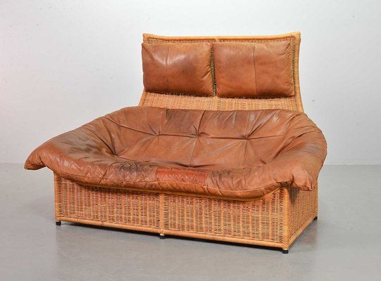 Cognac Patchwork Leather Sofa attributed to Gerard Van Den Berg, The Netherlands, 1970s-IXC-1411059