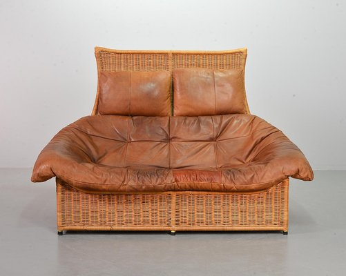 Cognac Patchwork Leather Sofa attributed to Gerard Van Den Berg, The Netherlands, 1970s-IXC-1411059