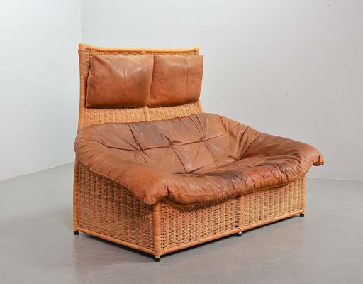 Cognac Patchwork Leather Sofa attributed to Gerard Van Den Berg, The Netherlands, 1970s-IXC-1411059