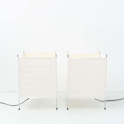 Collapsible Steel and White Fabric Table Lamps, 1970s, Set of 2-WM-1287930