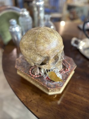 Collectible Memento Mori with Gilded Wooden Base, 1900s-UAI-2024516