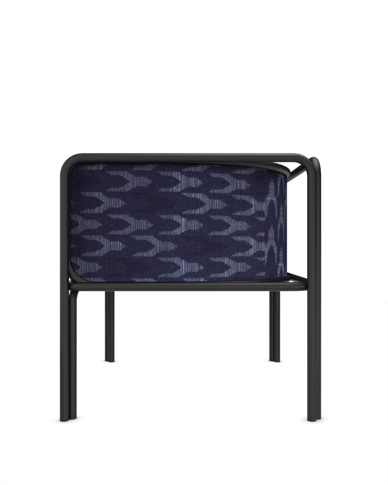 Collector Az1 Armchair Baldac Blue Fabric and Black Lacquered Metal by Francesco Zonca