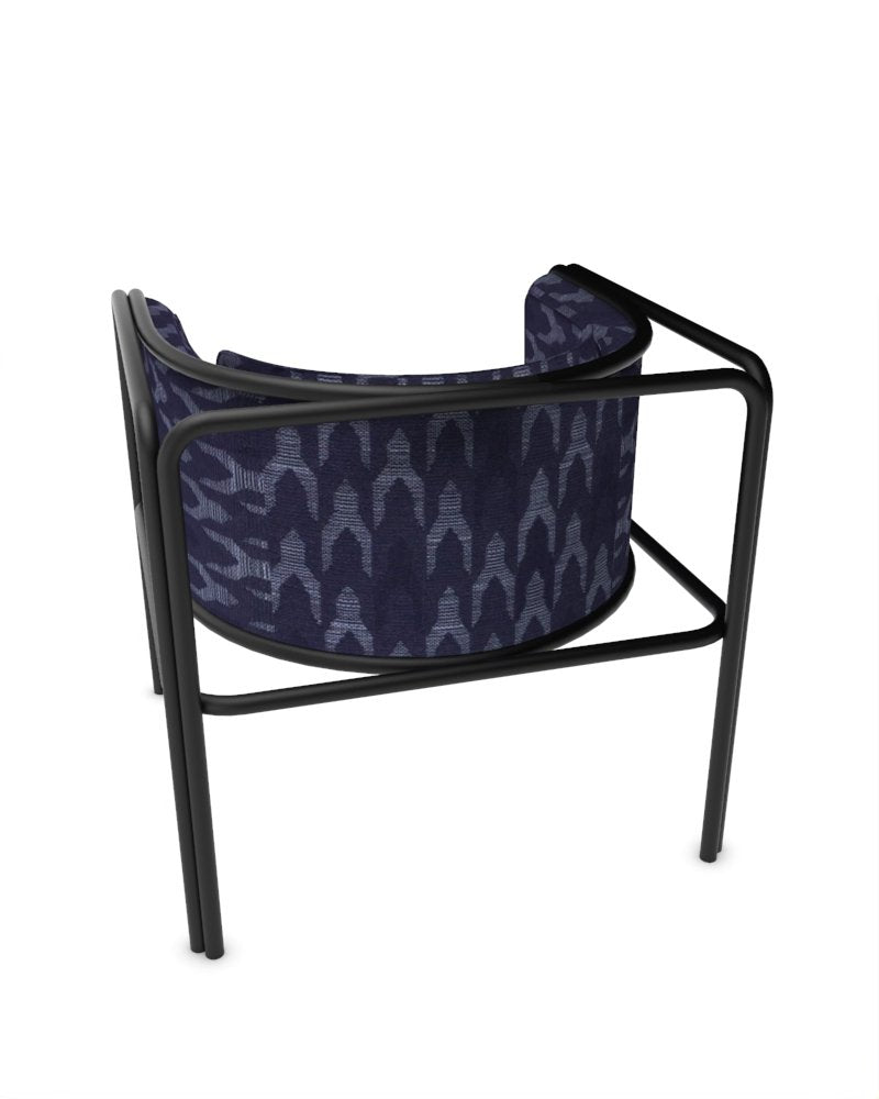 Collector Az1 Armchair Baldac Blue Fabric and Black Lacquered Metal by Francesco Zonca