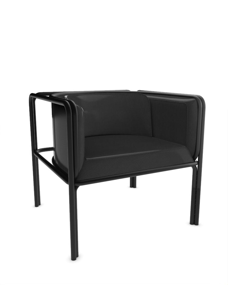 Collector Az1 Armchair Black Leather and Black Metal by Francesco Zonca