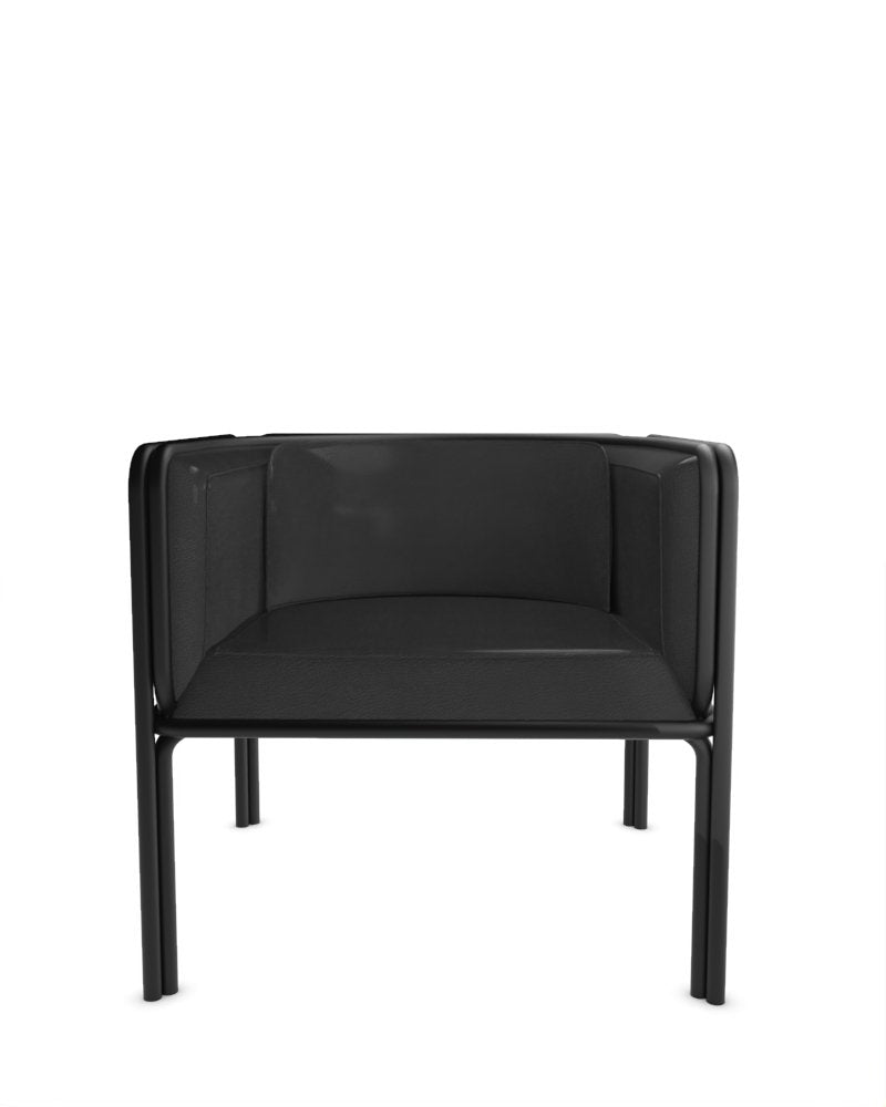 Collector Az1 Armchair Black Leather and Black Metal by Francesco Zonca