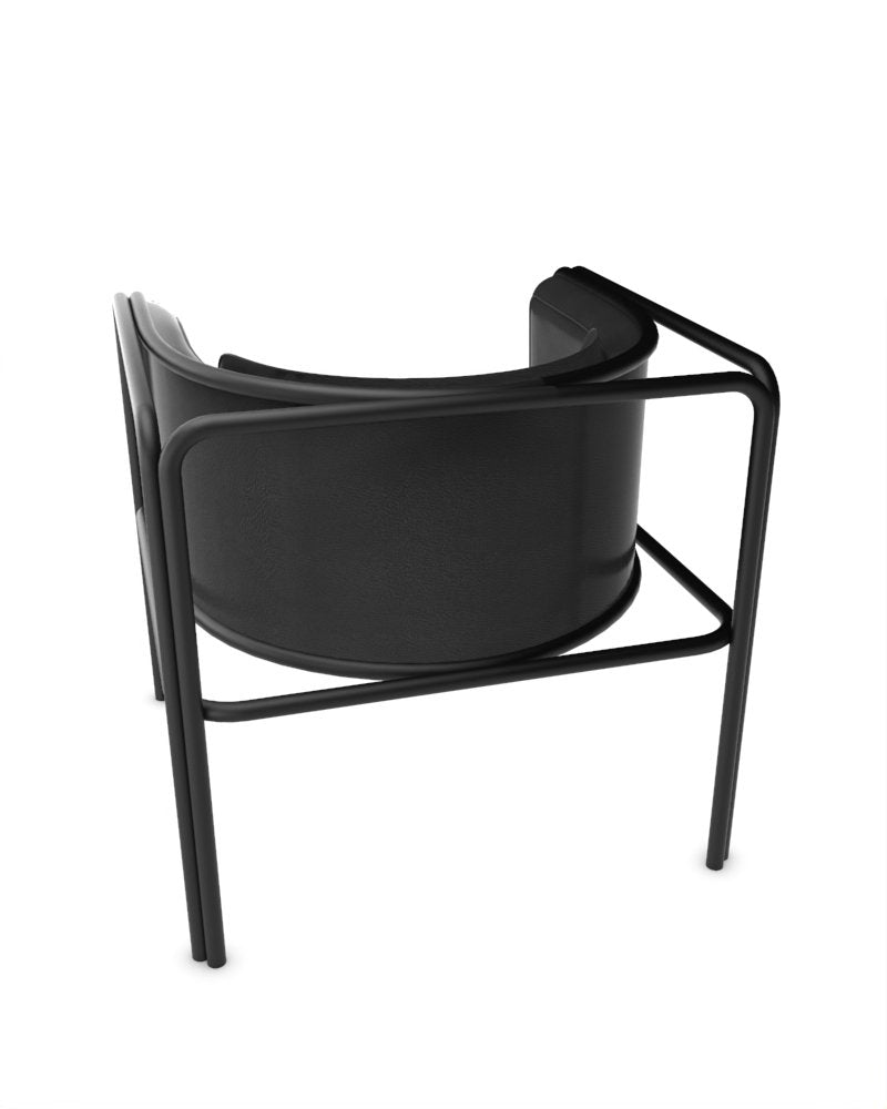 Collector Az1 Armchair Black Leather and Black Metal by Francesco Zonca