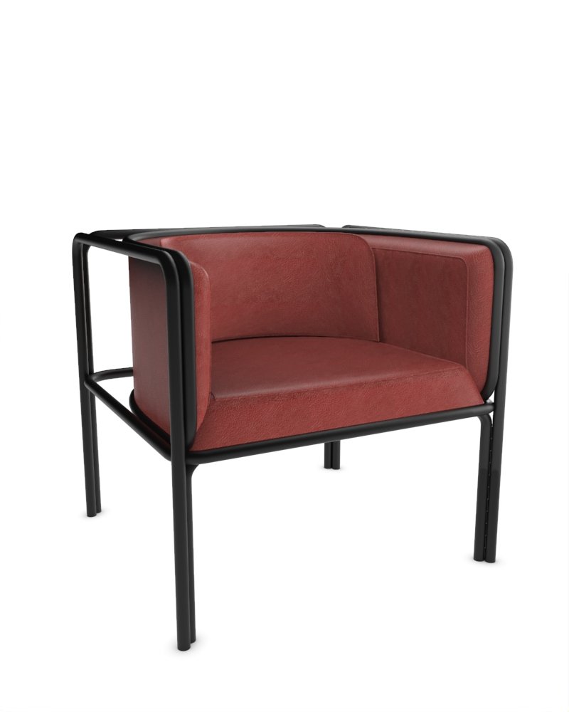 Collector Az1 Armchair Bordeaux Leather and Black Metal by Francesco Zonca