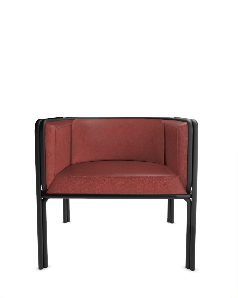 Collector Az1 Armchair Bordeaux Leather and Black Metal by Francesco Zonca