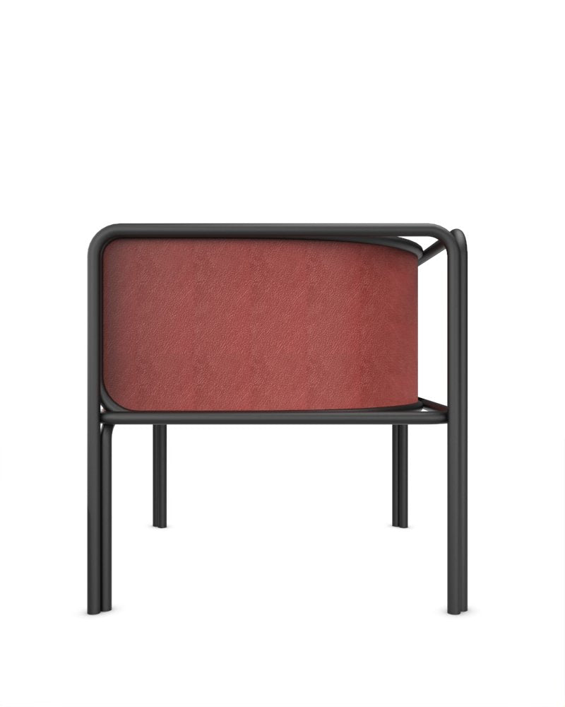 Collector Az1 Armchair Bordeaux Leather and Black Metal by Francesco Zonca