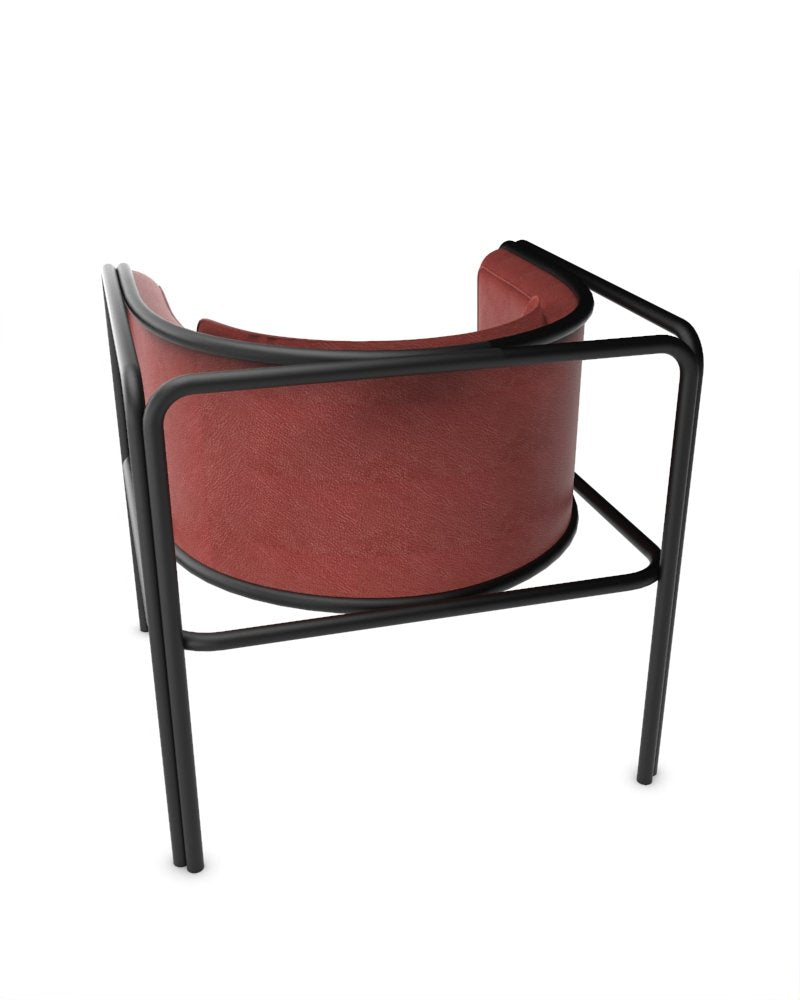 Collector Az1 Armchair Bordeaux Leather and Black Metal by Francesco Zonca