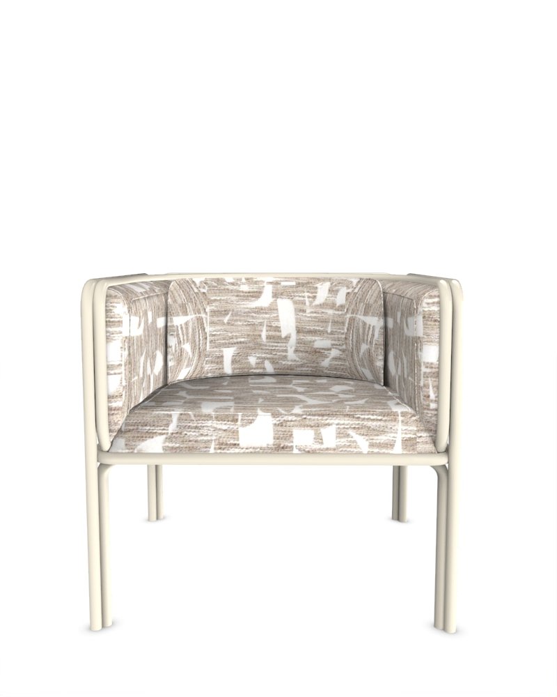 Collector Az1 Armchair Douce Folie Grége Fabric and White Lacquered Metal by Francesco Zonca