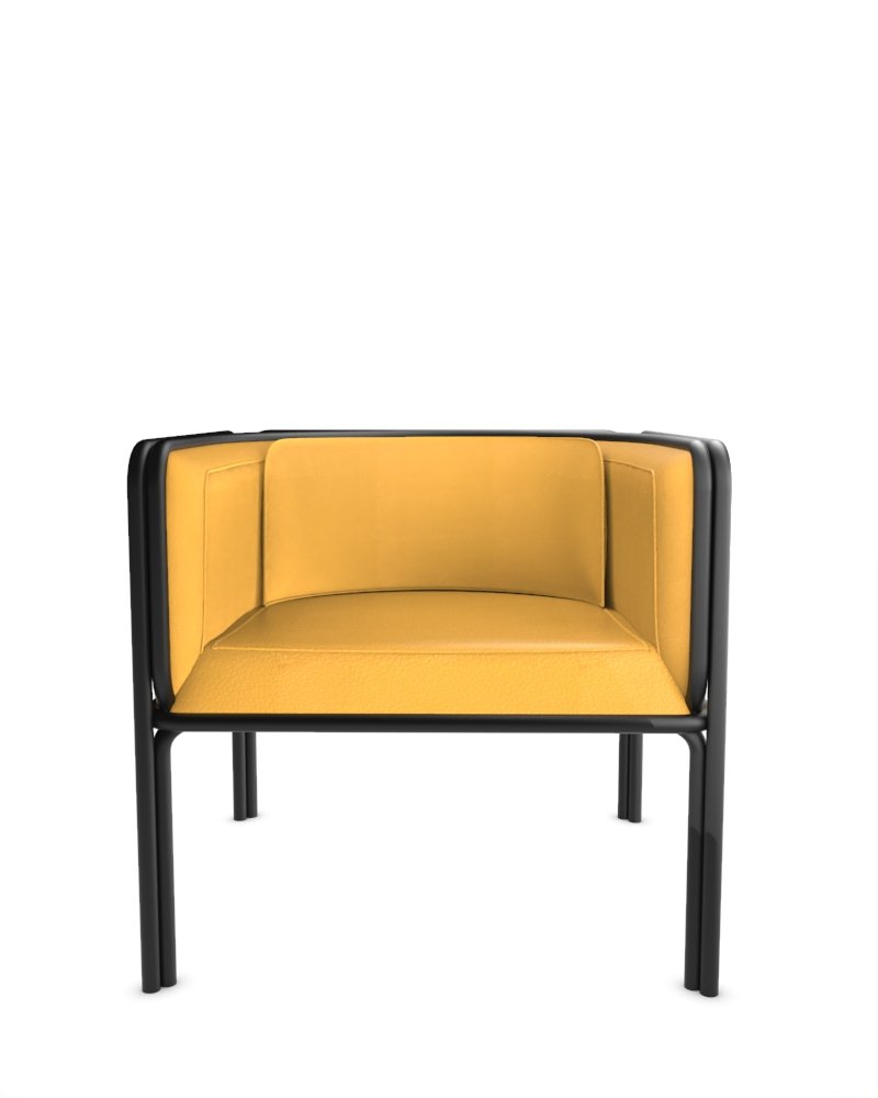 Collector Az1 Armchair Giallo Leather and Black Metal by Francesco Zonca