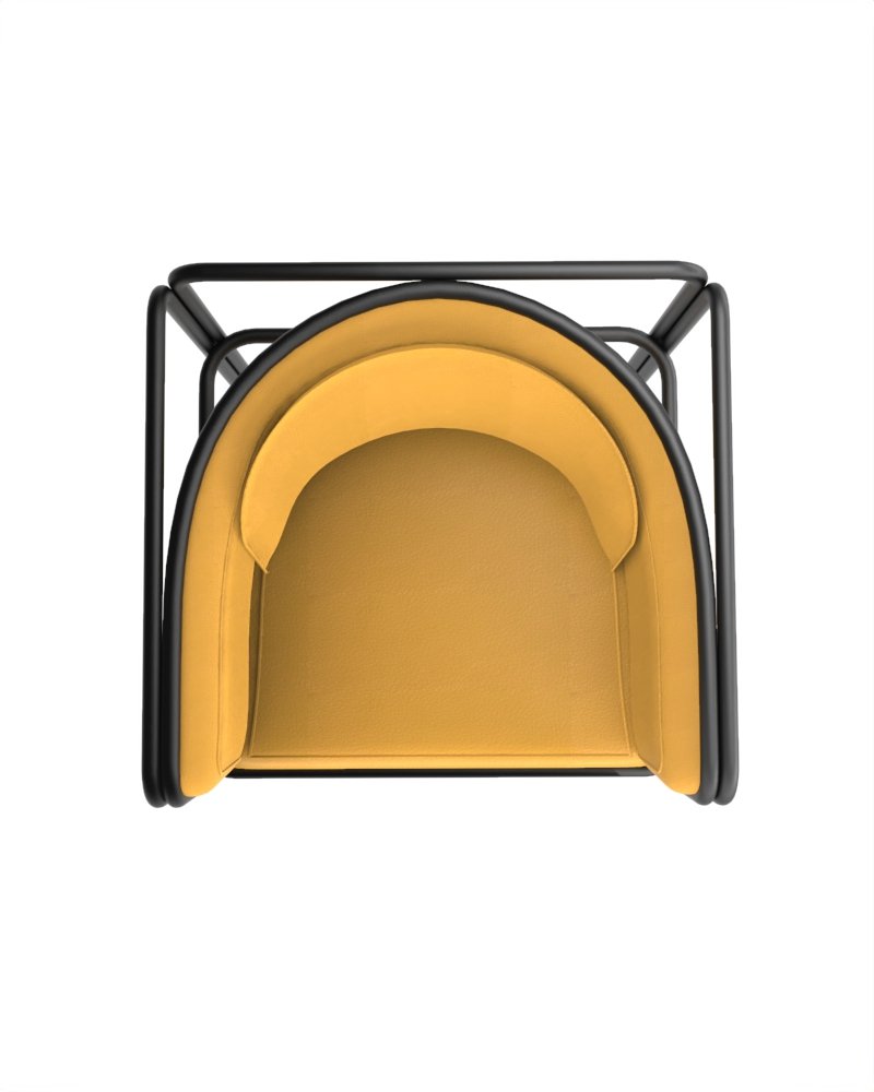 Collector Az1 Armchair Giallo Leather and Black Metal by Francesco Zonca