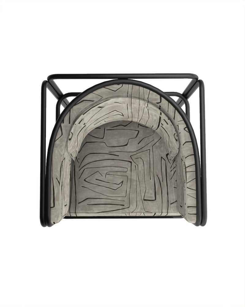 Collector Az1 Armchair Graffito Graphite Fabric and Black Lacquered Metal by Francesco Zonca