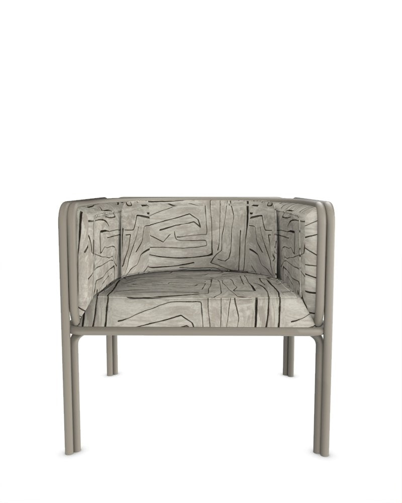 Collector Az1 Armchair Graffito Graphite Fabric and Light Grey Lacquered Metal by Francesco Zonca