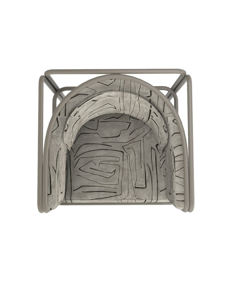 Collector Az1 Armchair Graffito Graphite Fabric and Light Grey Lacquered Metal by Francesco Zonca