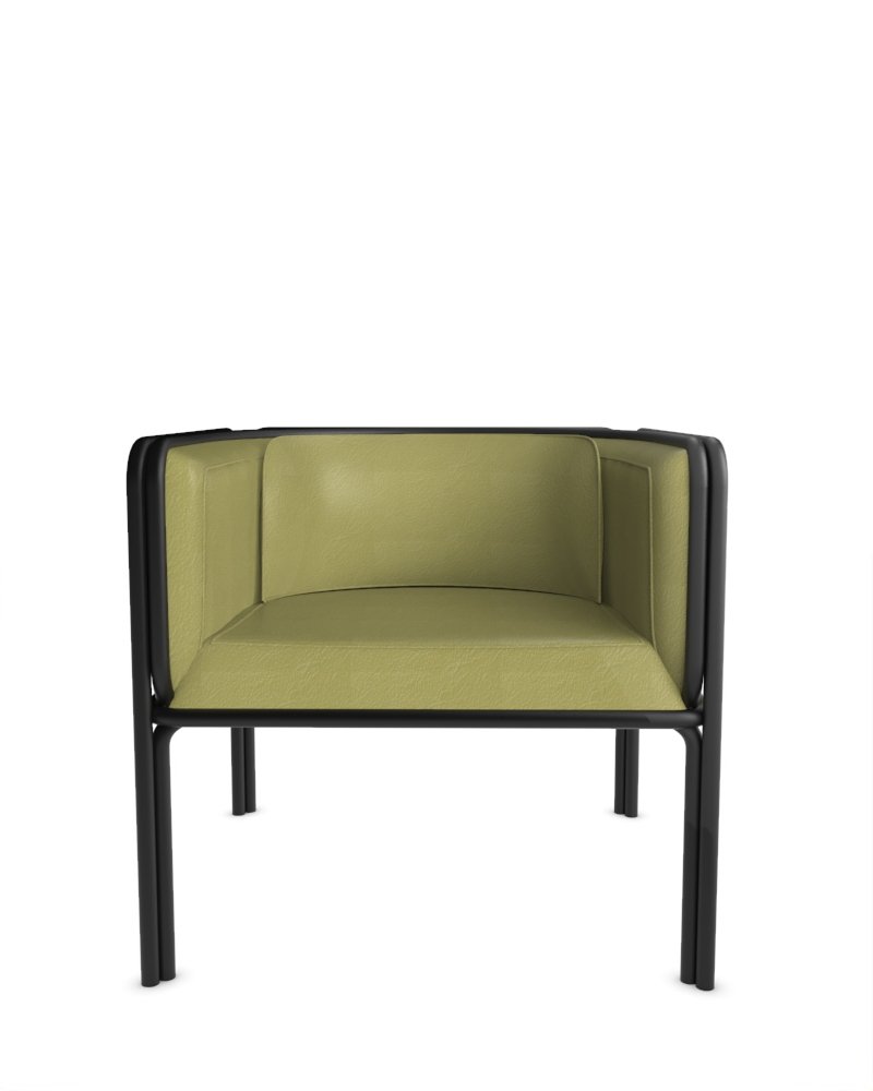 Collector Az1 Armchair Green Leather and Black Metal by Francesco Zonca