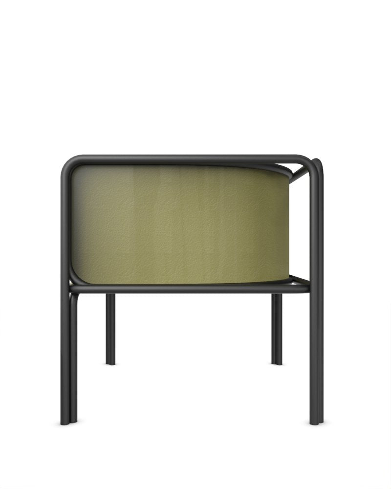 Collector Az1 Armchair Green Leather and Black Metal by Francesco Zonca