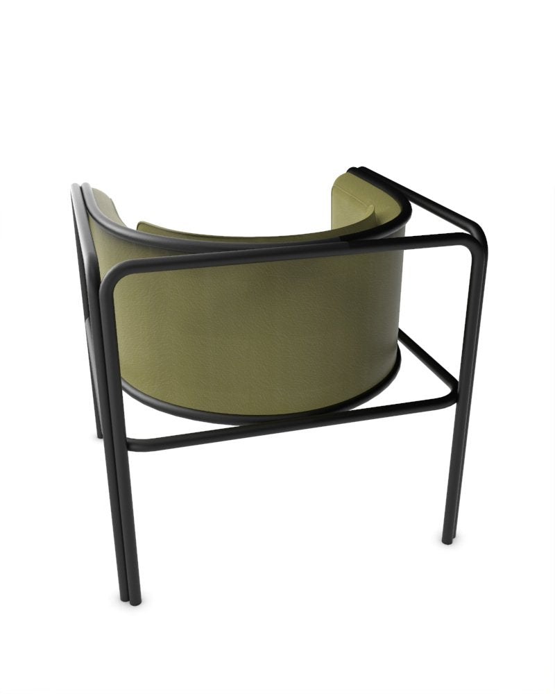 Collector Az1 Armchair Green Leather and Black Metal by Francesco Zonca