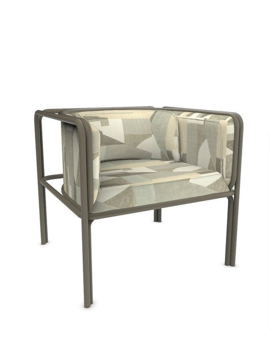 Collector AZ1 Armchair in Alabaster Fabric and Green Lacquered Metal by Francesco Zonca