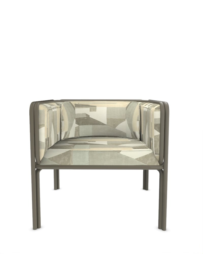 Collector AZ1 Armchair in Alabaster Fabric and Green Lacquered Metal by Francesco Zonca