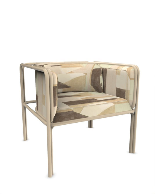 Collector AZ1 Armchair in Silt Fabric and Beige Lacquered Metal by Francesco Zonca