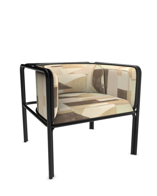 Collector AZ1 Armchair in Silt Fabric and Black Lacquered Metal by Francesco Zonca